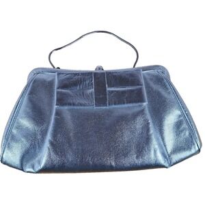 Vintage Cocktail Clutch Purse Silver Metallic Evening Silver Clasp